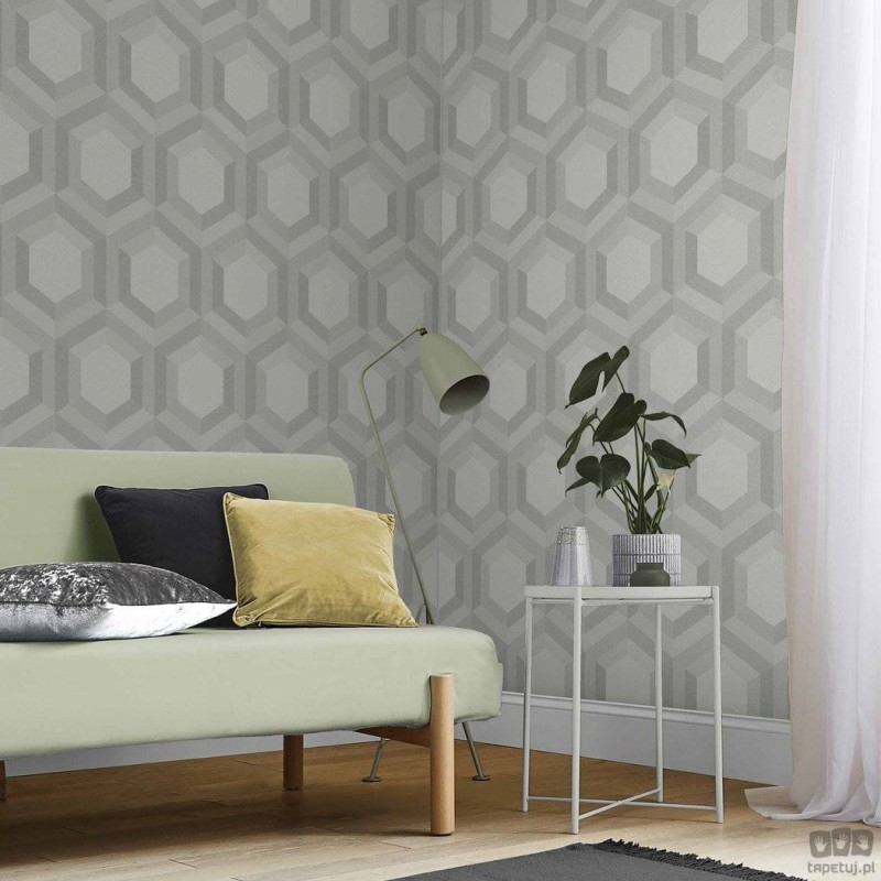 Szara tapeta z geometrycznym motywem