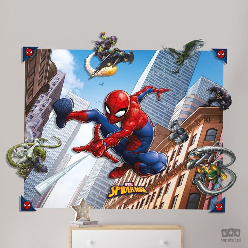 Dekoracje ścienne 3D dla dzieci Spider-Man