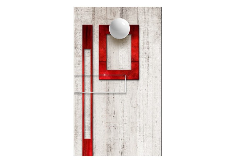 Fototapeta - Beton, czerwone ramki i białe kulki