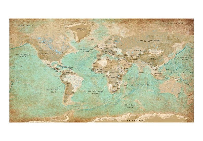 Fototapeta XXL - Turkusowa mapa świata II