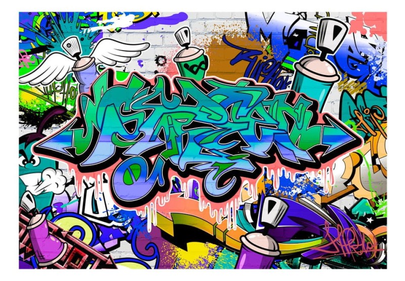 Fototapeta - Grafiti: niebieski motyw