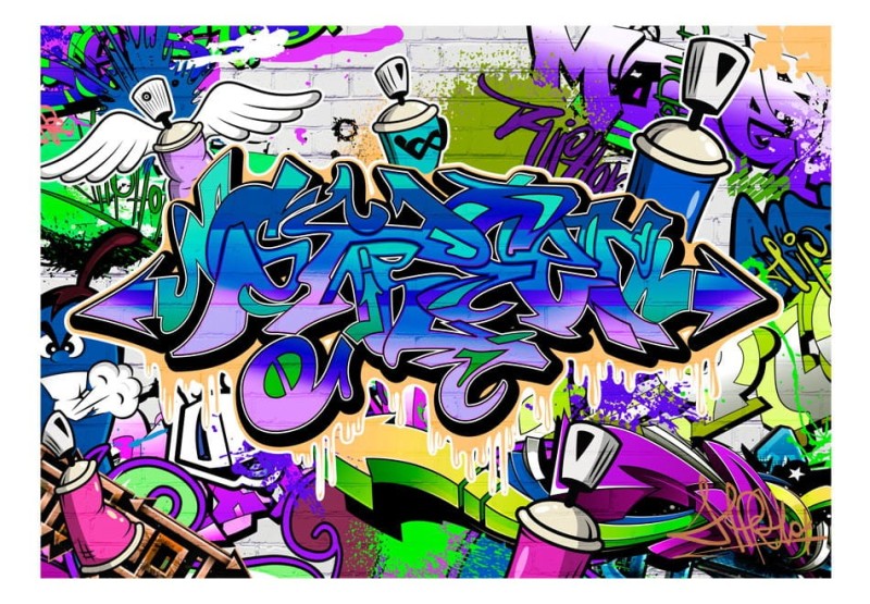 Fototapeta - Graffiti: fioletowy motyw