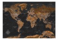 Fototapeta - Czarno-brązowa stylowa mapa świata z flagami