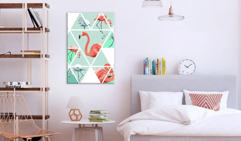 Obraz - Geometryczne flamingi (1-częściowy) pionowy