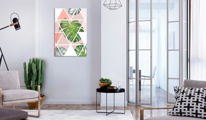 Obraz - Geometryczna monstera (1-częściowy) pionowy