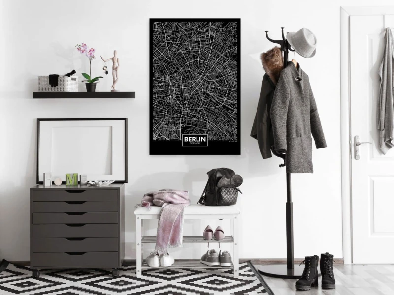 Obraz - Ciemna mapa Berlina (1-częściowy) pionowy