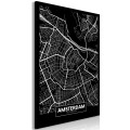 Obraz - Ciemna mapa Amsterdamu (1-częściowy) pionowy