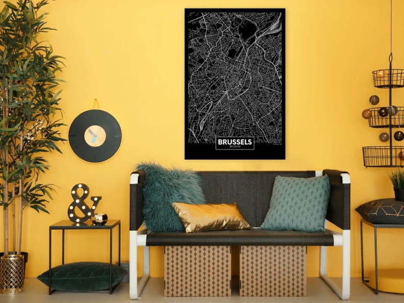 Obraz - Ciemna mapa Brukseli (1-częściowy) pionowy