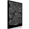 Obraz - Ciemna mapa Londynu (1-częściowy) pionowy