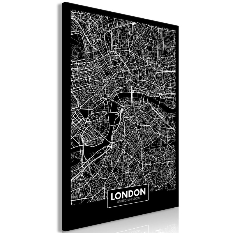 Obraz - Ciemna mapa Londynu (1-częściowy) pionowy