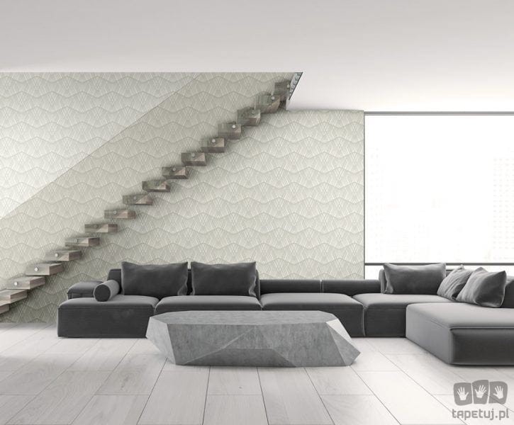 Szara tapeta z linearnym geometrycznym wzorem imitującym kafle