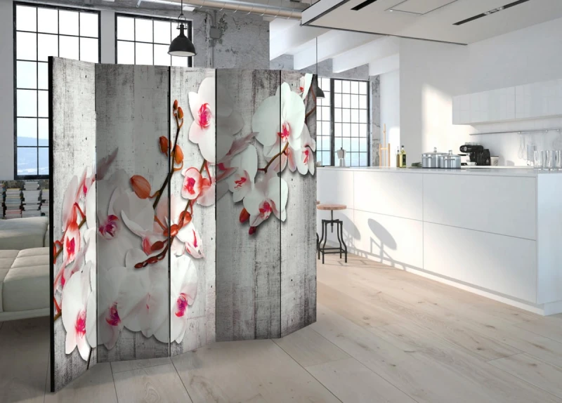 Parawan 5-częściowy - Betonowa orchidea II [Room Dividers]
