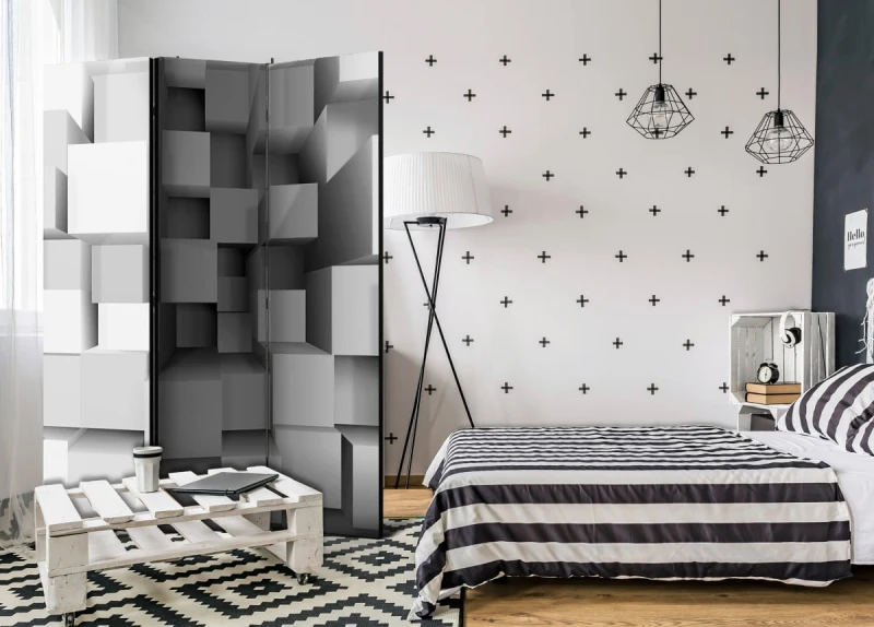 Parawan 3-częściowy - Geometryczne puzzle [Room Dividers]