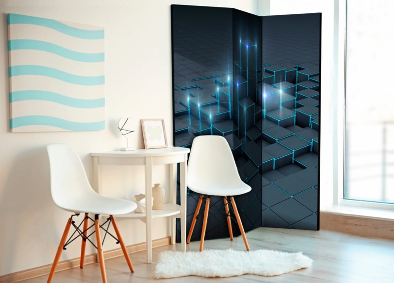 Parawan 3-częściowy - Czarne miasto [Room Dividers]