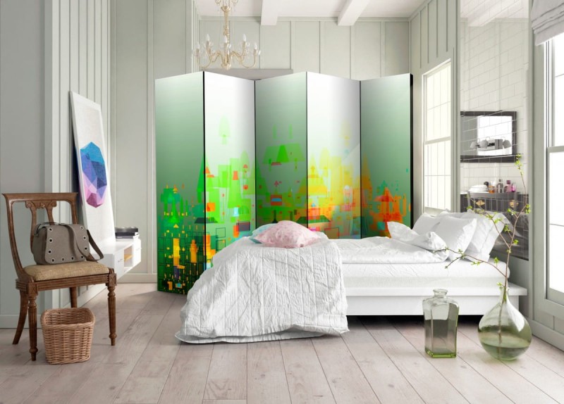 Parawan 5-częściowy - Abstrakcyjne miasto II [Room Dividers]