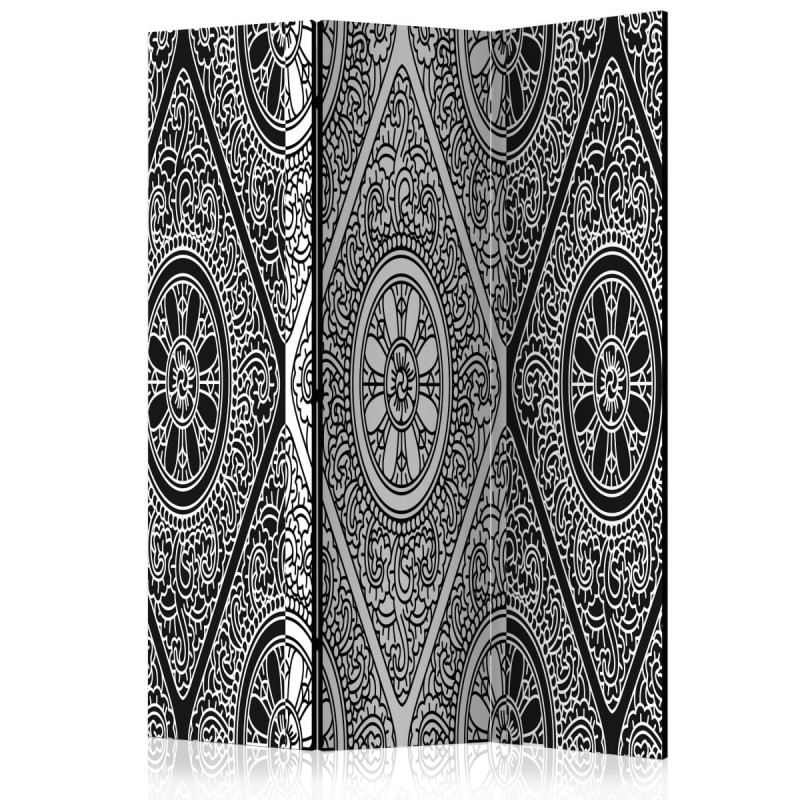 Parawan 3-częściowy - Etniczna monochromia [Room Dividers]