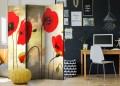 Parawan 3-częściowy - Złote pole maków [Room Dividers]