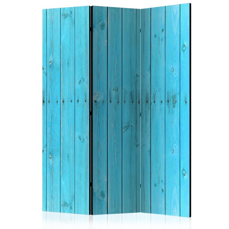 Parawan 3-częściowy - Niebieskie deski [Room Dividers]