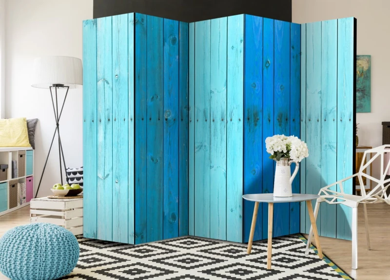 Parawan 5-częściowy - Niebieskie deski II [Room Dividers]