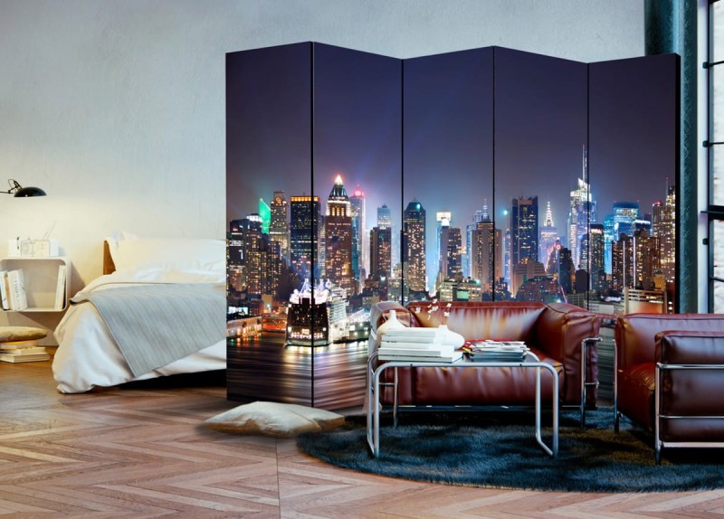 Parawan 5-częściowy - Nocny port II [Room Dividers]