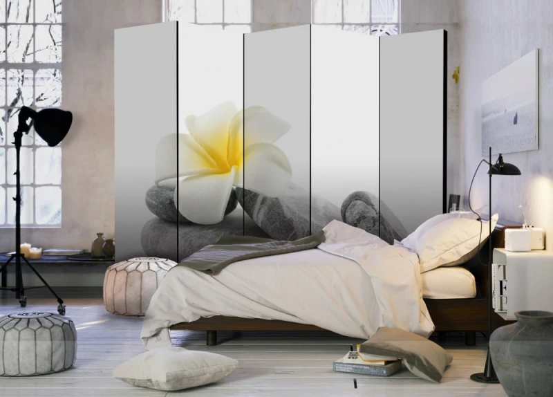 Parawan 5-częściowy - Biały Lotos II [Room Dividers]