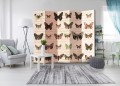 Parawan 5-częściowy - Styl retro: Motyle II [Room Dividers]
