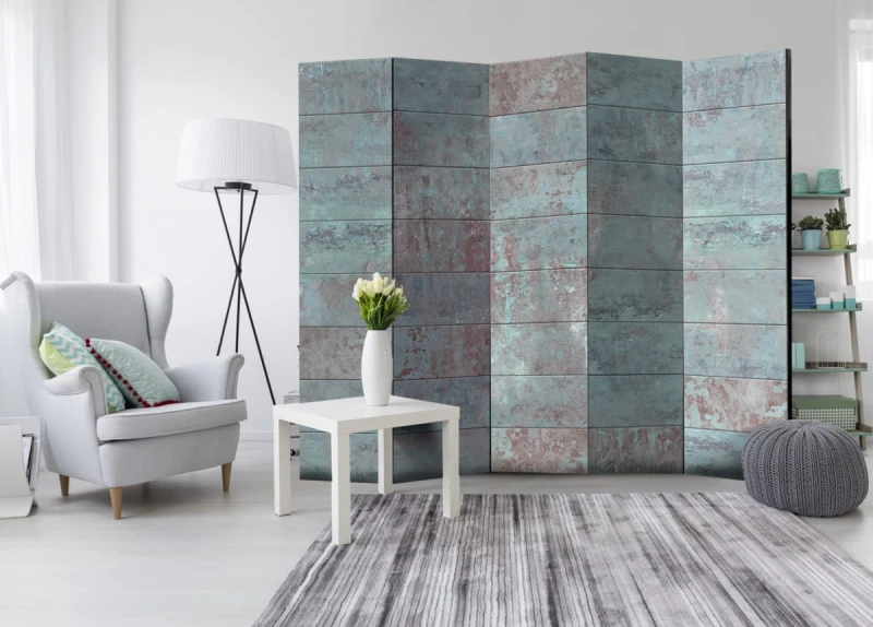 Parawan 5-częściowy - Turkusowy beton II [Room Dividers]