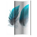 Parawan 3-częściowy - Niebieskie piórka [Room Dividers]