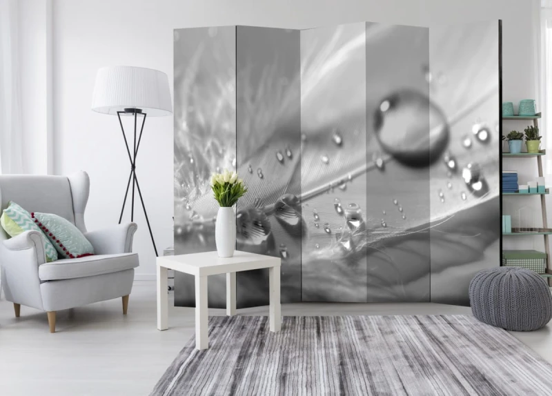 Parawan 5-częściowy - Szare piórko II [Room Dividers]