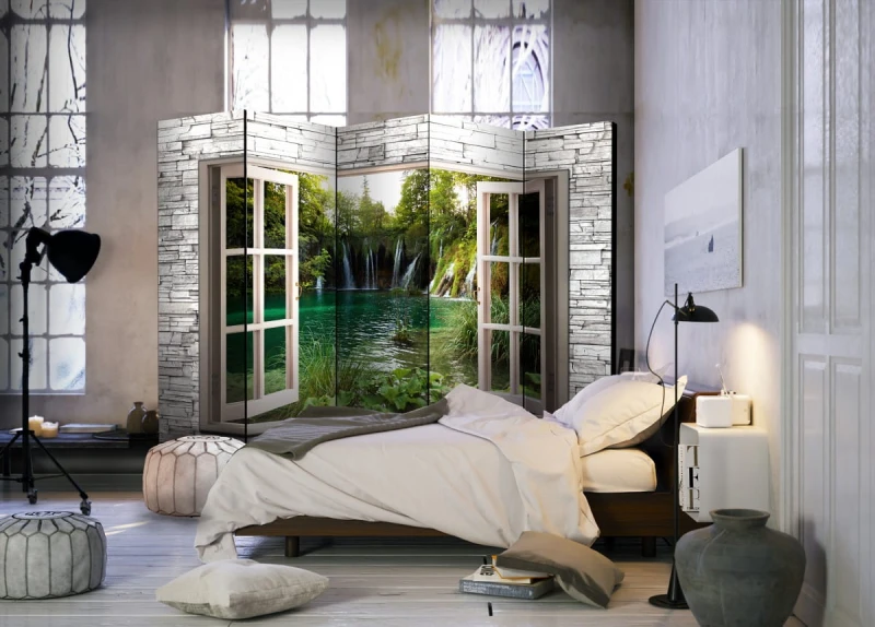 Parawan 5-częściowy - Zielony skarb II [Room Dividers]