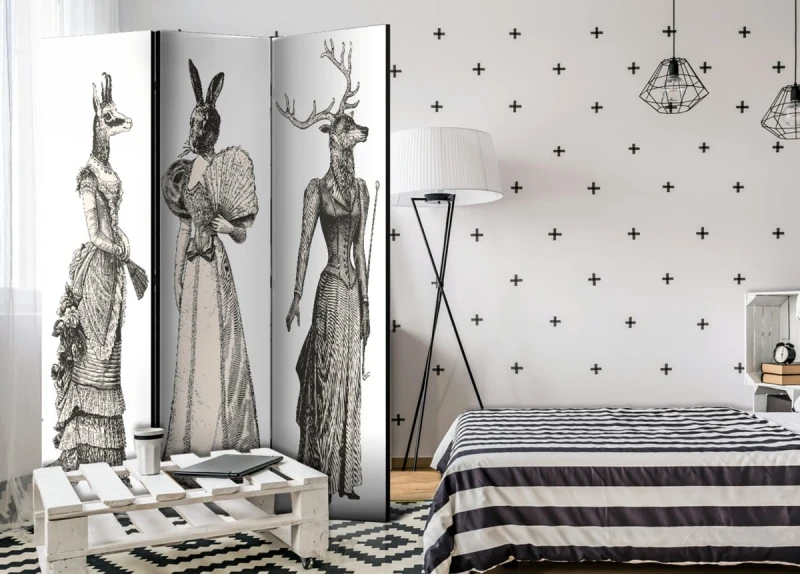 Parawan 3-częściowy - Szykowny zwierzyniec [Room Dividers]