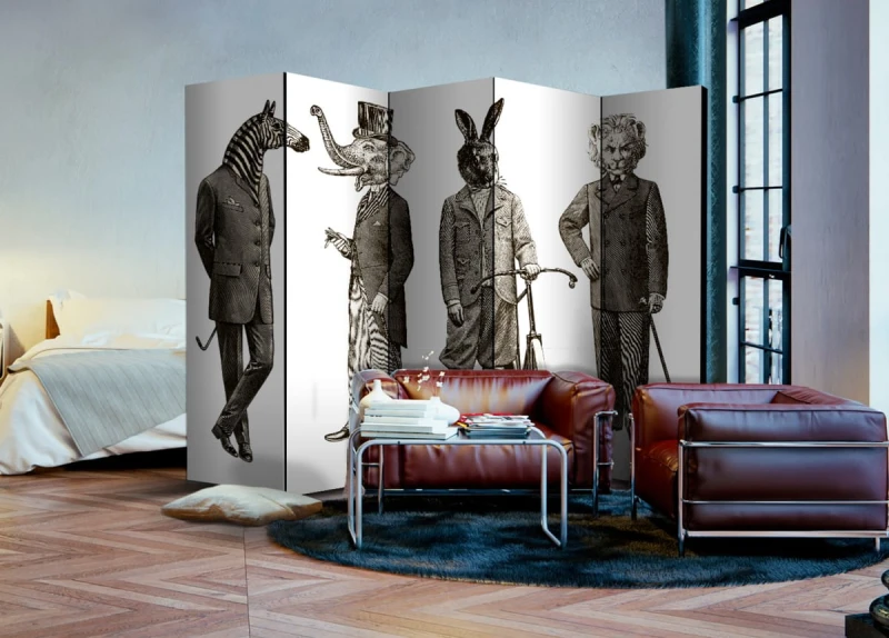 Parawan 5-częściowy - Eleganckie zoo II [Room Dividers]