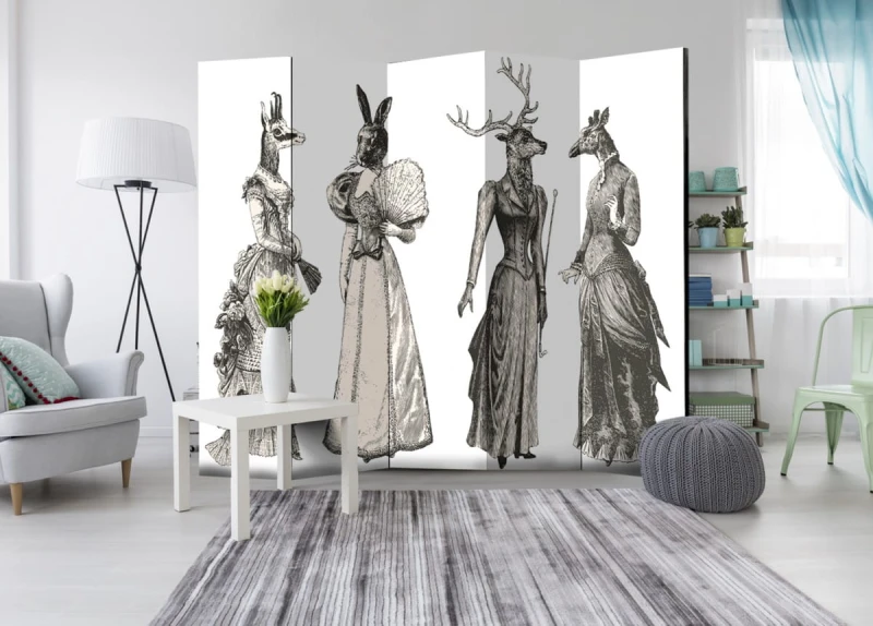 Parawan 5-częściowy - Szykowny zwierzyniec II [Room Dividers]