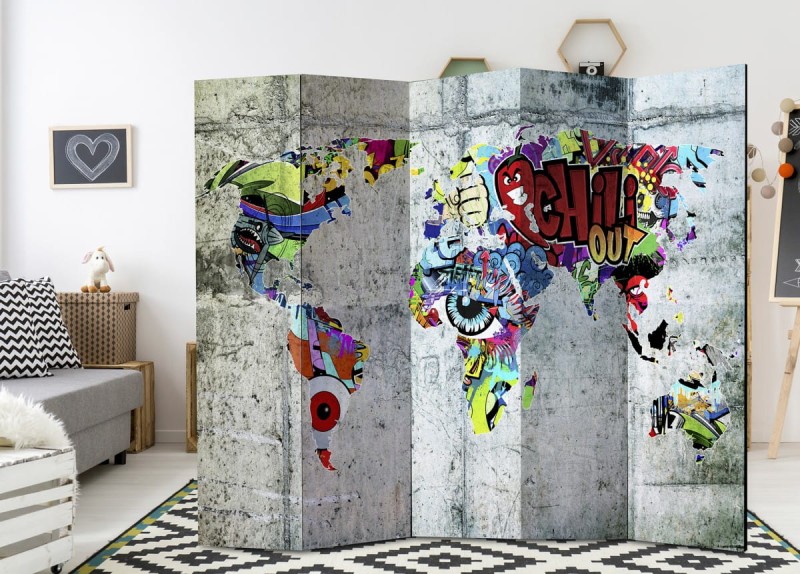 Parawan 5-częściowy - Świat graffiti [Room Dividers]