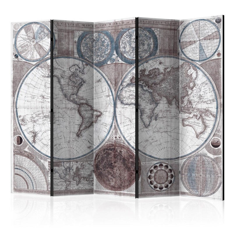 Parawan 5-częściowy - Terraqueous Globe [Room Dividers]