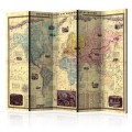 Parawan 5-częściowy - Nouvelle Carte Du Monde [Room Dividers]