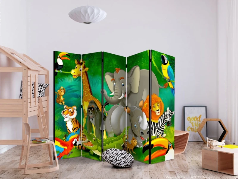 Parawan 5-częściowy - Kolorowe safari II [Room Dividers]