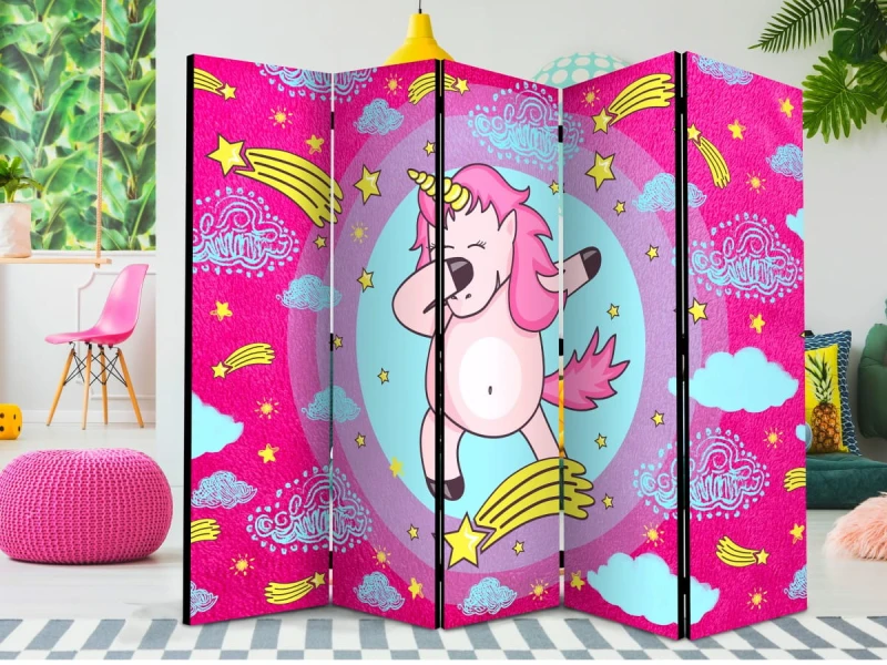 Parawan 5-częściowy - Roztańczowy unicorn II [Room Dividers]
