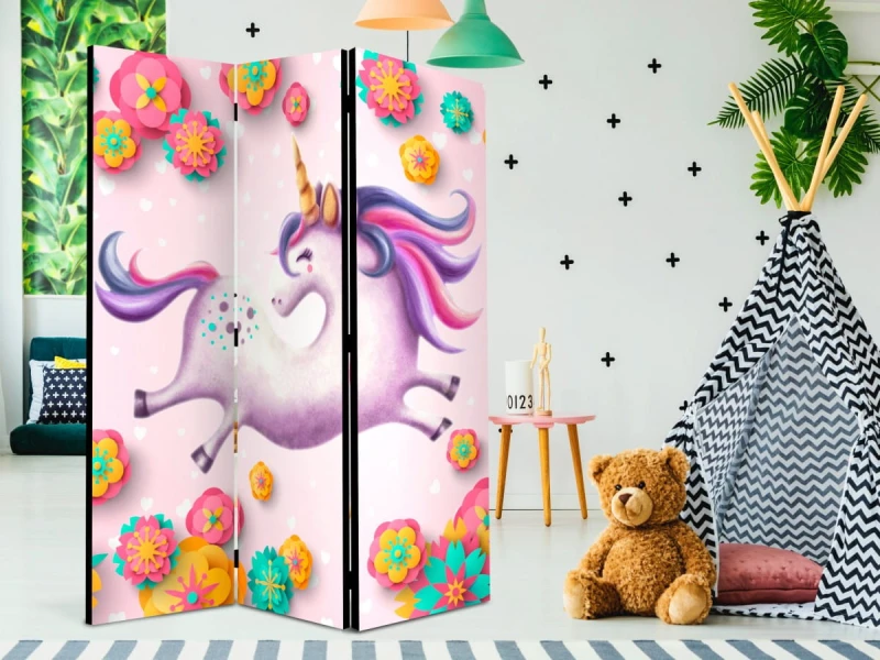 Parawan 3-częściowy - Gibki unicorn [Room Dividers]