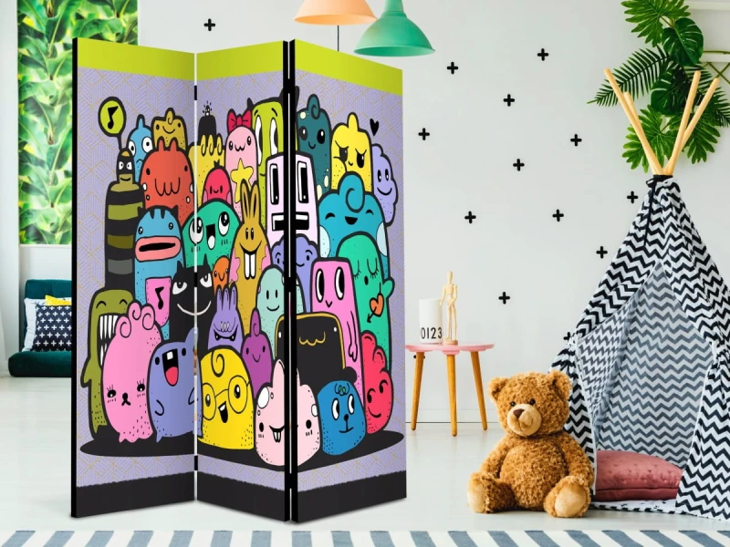 Parawan 3-częściowy - Potwory z trzeciej C [Room Dividers]