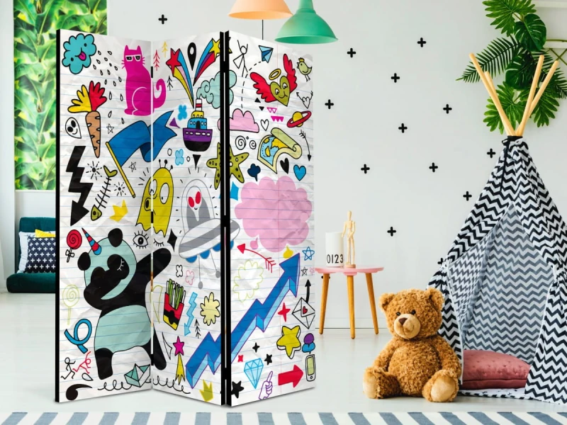 Parawan 3-częściowy - Energiczna panda [Room Dividers]