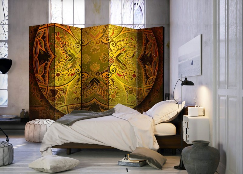 Parawan 5-częściowy - Mandala: Złota siła II [Room Dividers]
