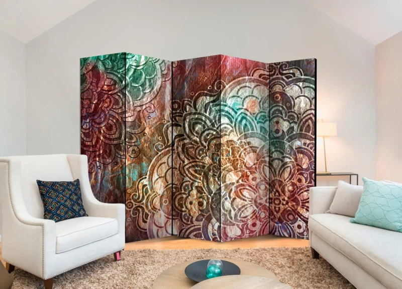 Parawan 5-częściowy - Mandala: Miedziany ogród II [Room Dividers]