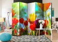 Parawan 5-częściowy - Wiosenne tulipany II [Room Dividers]