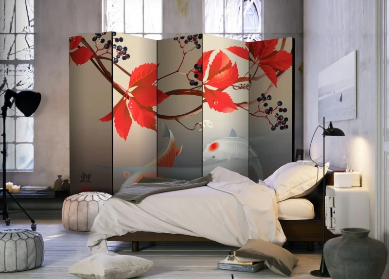 Parawan 5-częściowy - Szczęśliwe ryby II [Room Dividers]