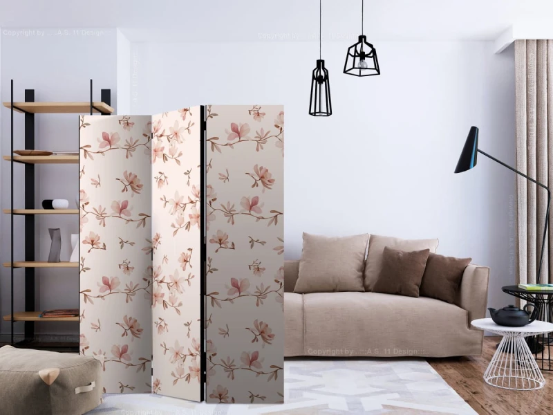 Parawan 3-częściowy - Gałązki magnolii [Room Dividers]
