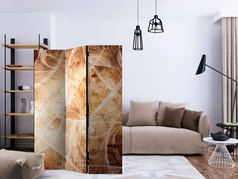 Parawan 3-częściowy - Brązowa tekstura [Room Dividers]