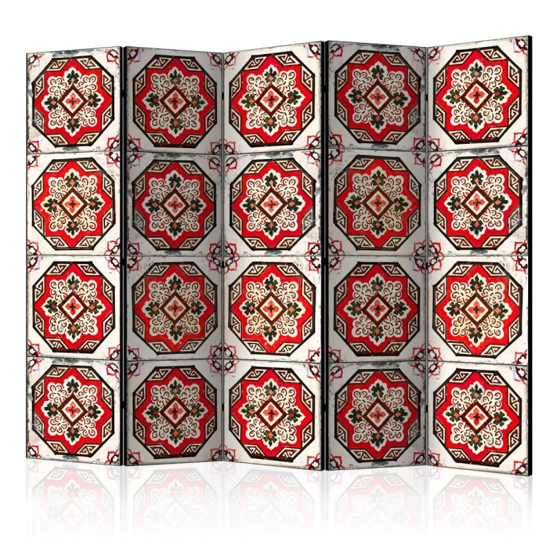 Parawan 5-częściowy - Taniec czerwonych linii II [Room Dividers]