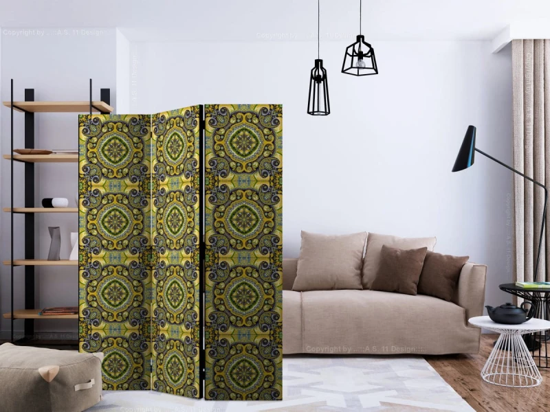 Parawan 3-częściowy - Malachitowa mozaika [Room Dividers]
