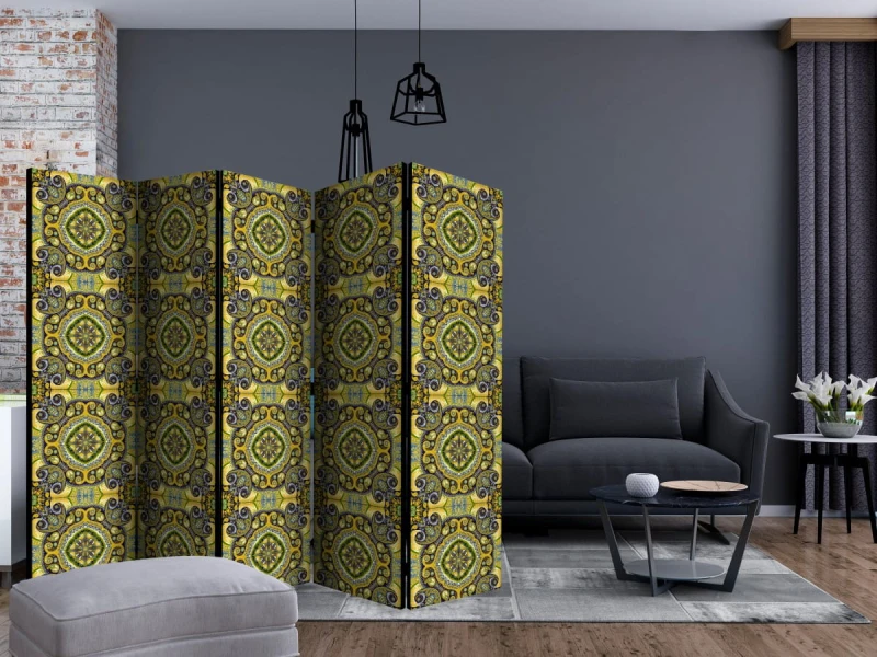 Parawan 5-częściowy - Malachitowa mozaika II [Room Dividers]